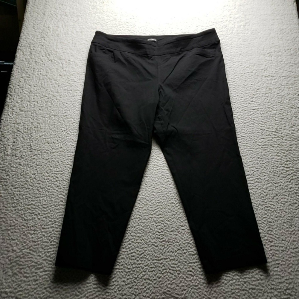 George Dress Pants Womens 3X Petite Black Rayon Straight Pull On Stretch Casual